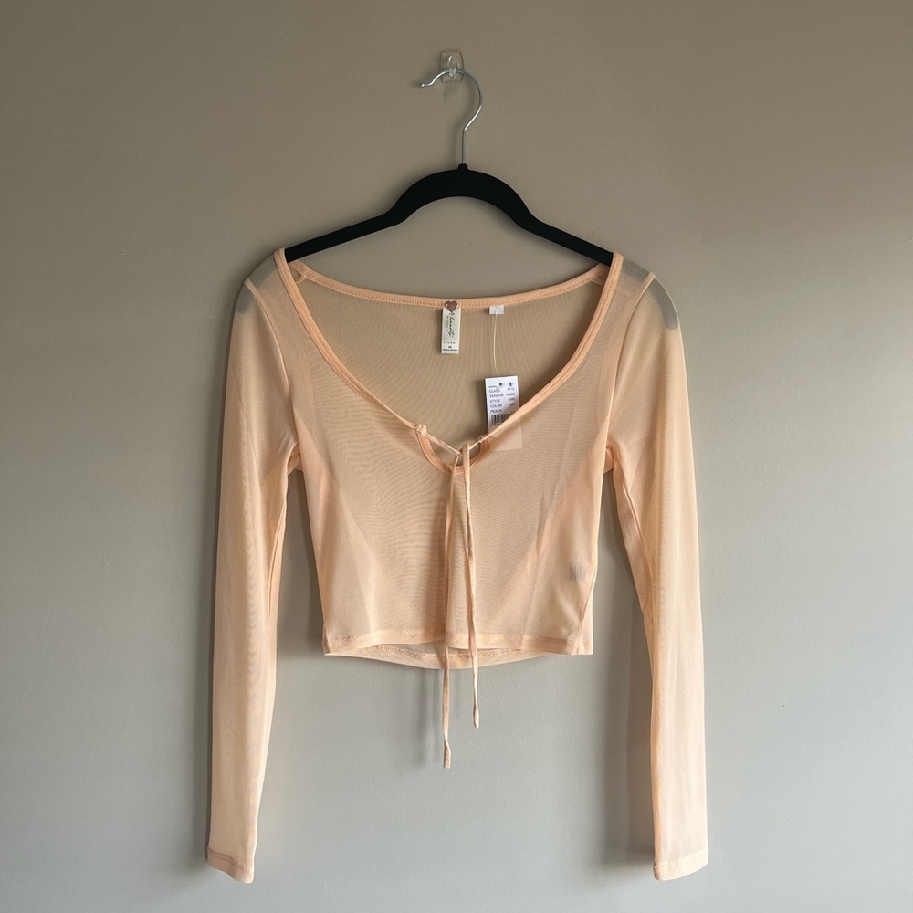Mesh pink long sleeve top